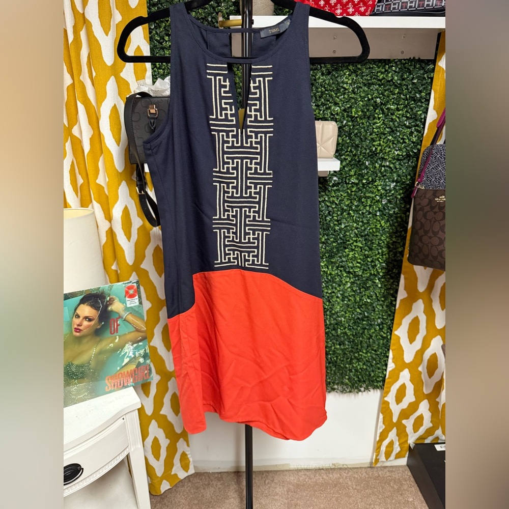 THML Navy and Red Sleeveless Dress